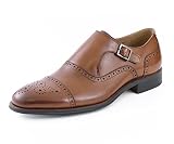 Asher Green AG416 - Men's Dress Shoes - Formal Wingtips - Genuine Leather - Cap Toe Monk Strap (Tan Brown/Size 10)