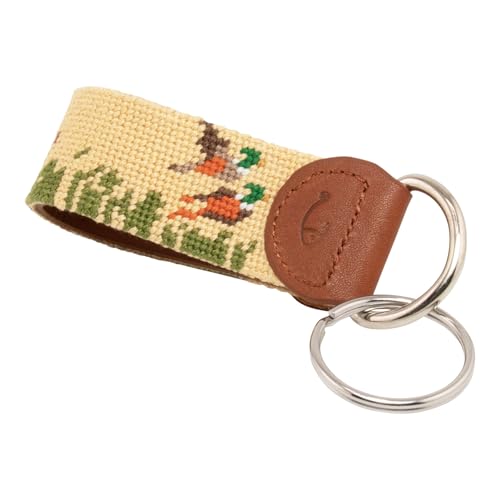 Image of Leather Hand-Stitched Needlepoint Key Fob or Key Chain
