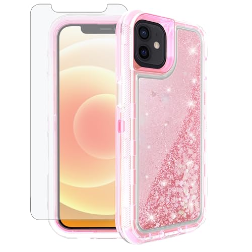 Coque iPhone 12 Pro pailleté transparent avec protège-écran Asuwish