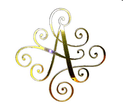 Eggleston Design Co Custom Elegant Scroll Vine Name Letter Monogram Vinyl Decal Bumper Sticker for Cars, Yeti Tumbler, Laptop, Phones (Gold Chrome, 2" x 2" (Fits Phones))