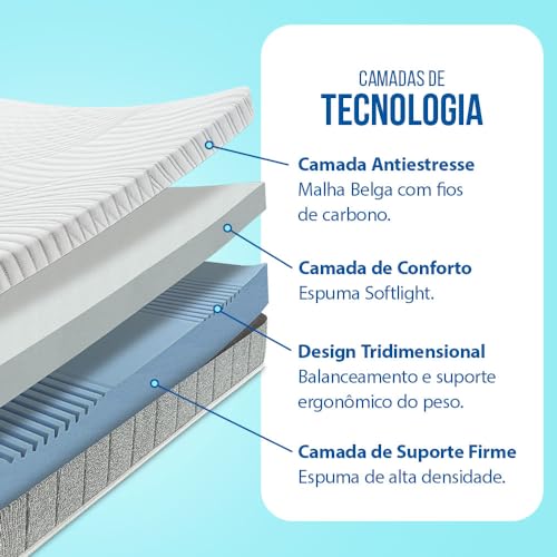 Colchão Queen Firme Antistress Vácuo Ortopédico Light BF Colchões