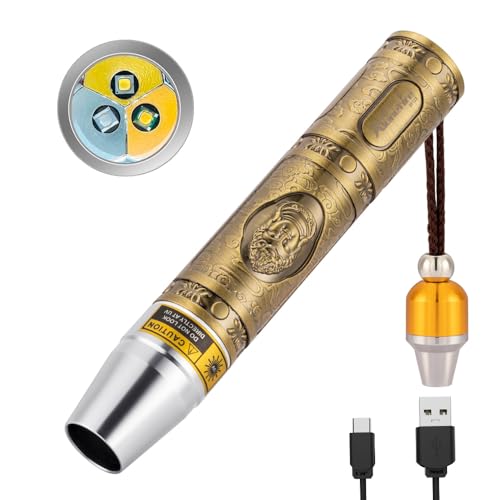 ALONEFIRE SV123 EDC Multi-Light Flashlight 365nm UV White Yellow USB-C Rechargeable with Focusing Tip