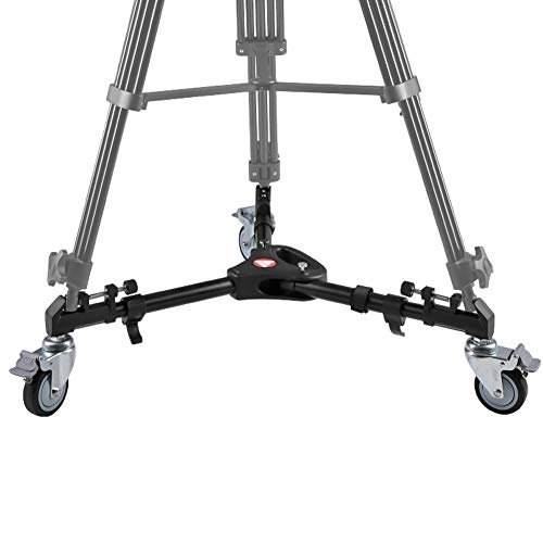 Acouto Tripod Dolly with Wheels Heavy Duty VX-600 Foldable Tripod Dolly 3 Wheels Stand Pulley Base Universal Camera Photography Professional Aluminium Alloy Tripod Dolly Rail Track