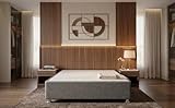 Genérico Base de Cama Box Matrimonial, Estructura Tapizada en Tela Lino Gris Oxford con Madera de Pino Reforzada y Soporte...