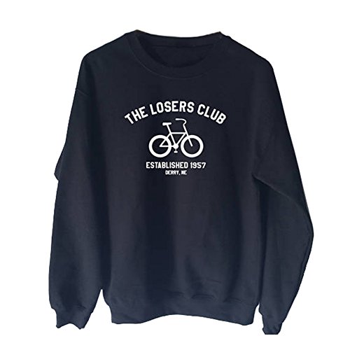 Q.KIM Femme Homme Sweat-shirt Encolure ras du cou Pullover Manches Longues Sweatshirt S-3XL-The losers club,Noir,S