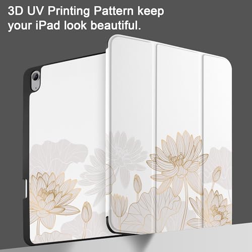 DONGKE Case for iPad Air 13 Inch Case M4 2026, M3 2025, M2 2024 - [Built-in Pencil Holder] Slim Trifold Stand Shockproof Protective Cover with Soft TPU Back Support Auto Sleep/Wake - Gold Lotus by DONGKE - Image 8