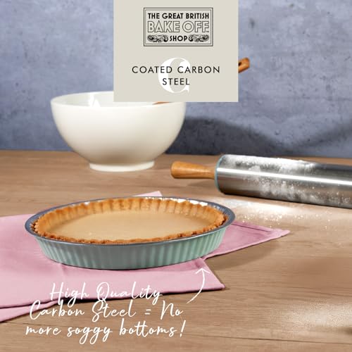 The Great British Bake Off Tart Tin/Quiche Tin with Loose Base, Baking Pan for Pie, Flan, Tarts & More, with Loose Bottom, 3.5cm Deep, Non Stick Coated Carbon Steel in Duck Egg Blue, 25cm Diameter - Image 6