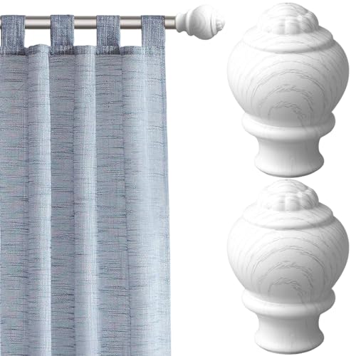 2 piezas de la barra de cortina con tapa decorativa de 4 pulgadas de madera blanca de la ventana de grano de madera para barras de cortina accesorios de cortinas de hotel en el hogar fácil de in