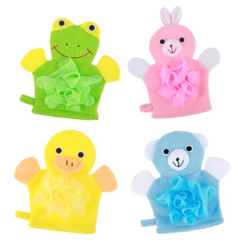 Gants de bain exfoliants luffa COMNICO pour s'amuser dans la douche en famille