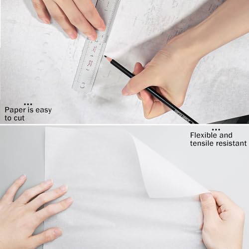 2 rolos de papel vegetal 30,5 x 50 m de papel vegetal branco translúcido para desenhar, esboçar, art