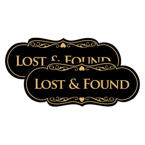Signs ByLITA Designer Lost & Found Sign (Black Gold) - X-Large (2 Pack)