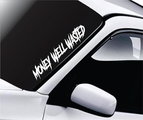 Image of Dabbledown Money Well Wasted DD101 Car Truck Window Windshield Lettering Decal Sticker Decals Stickers JDM Automobile (2.5 x 11)