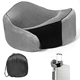 KGAUT Nackenkissen für Reisen, verbessertes Reise-Nackenkissen für Flugzeug, Memory-Schaum, Reisekissen für Flug-Kopfstütze Schlaf, tragbares Flugzeugzubehör, Hellgrau