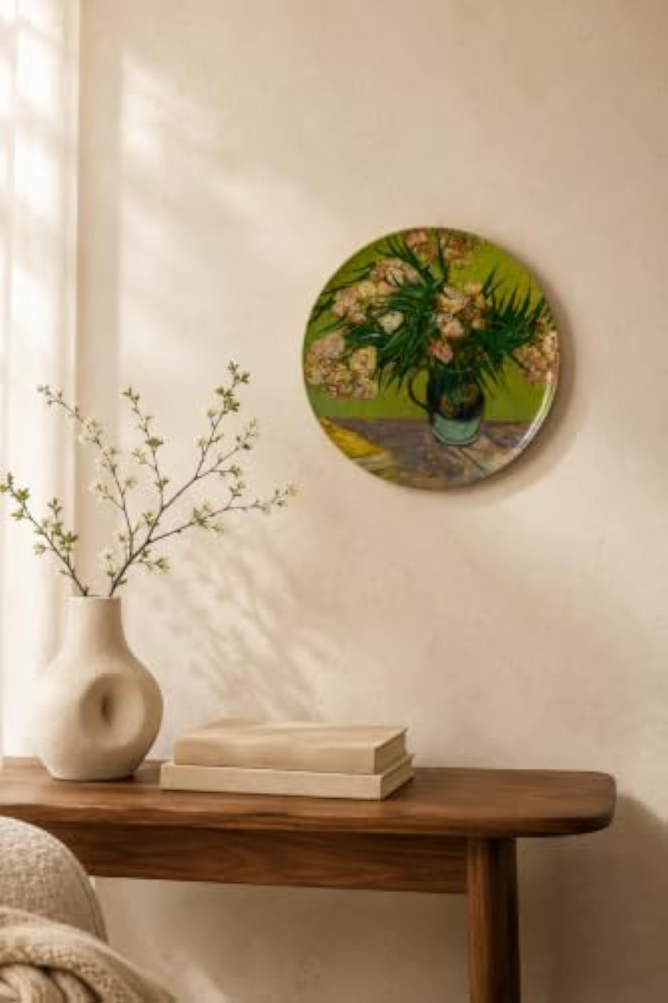 Van Gogh "Oleanders" Decorative Floral Ceramic Plate, Art Inspired