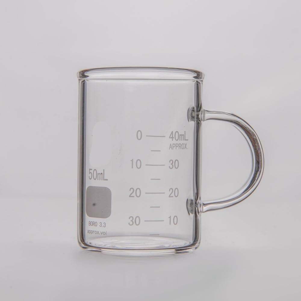 Con mango Línea de doble escala Cristalería de laboratorio 1 pieza | Línea precisa de doble escala, vidrio sintético duradero for mediciones precisas en el laboratorio.(50ml L42 H62 T2.3mm)