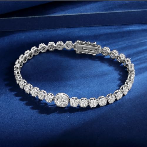 MDFUN Elegant Brilliant Cubic Zirconias Tennis Bracelet for Women, White Gold Plated, 6.5-7.5 Inch Length3
