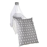 KINDERBETTGARNITUR 4-TEILIG (Deckenbezug, Kissenbezug, Himmel und Nestchen) im Design 'Little Stars'