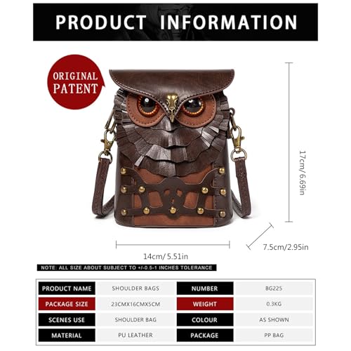 Womens Cartoon Owl Shoulder Bag Girls PU Leather Crossbody Bag Cute Coin Purse Medieval Messenger Bag for Daily Travel4