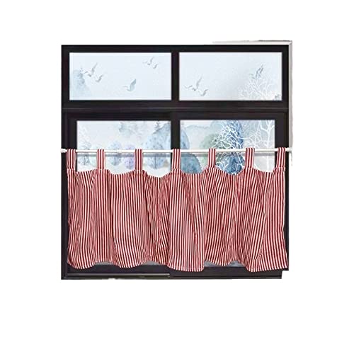 XUEZHEN Cafe Curtains，Kitchen Curtains Red Short Curtains Linen Valance Christmas Window Treatments Bedroom Bathroom Decorative Drapes Cafe Half-Curtain(55-90cm)