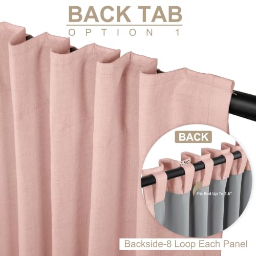 Image of Faux Linen Total Blackout Curtains for Bedroom 54 Inch Long Blush Pink | 100% Blackout Shield, Back Tab /Rod Pocket Living Room Drapes, Thermal Insulated Blackout Curtains 2 Panels Set, 42 inchW x 54 inchL