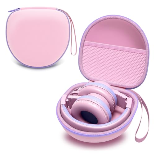 Kids Headphones Case for Folding Headphone, Pink+Purple Edge (Case Only)