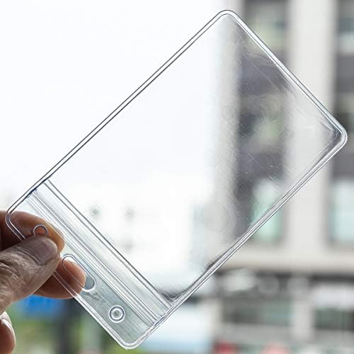 ), 5 Pack Waterproof Vertical ID Badge Holder Vertical Clear PVC Name Holde
