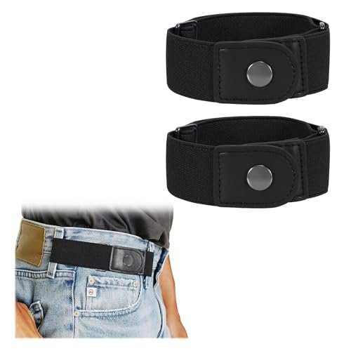 WERFORU Men 2 Loop No Buckle Elastic Belt for Women Men side belts, Fit 1.5 Inch Belt Loop
