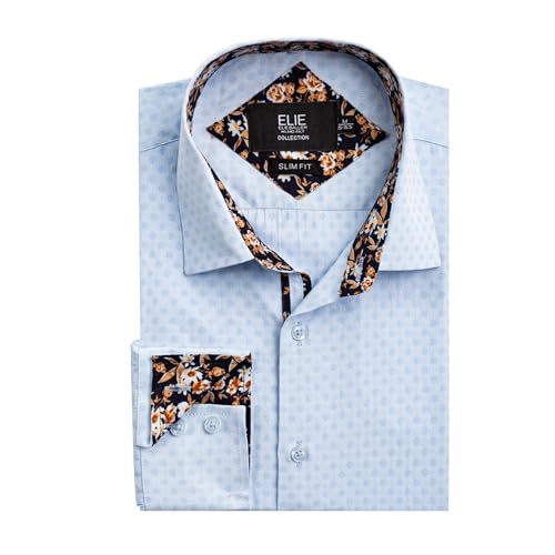 Elie Balleh Men’s Shirt Slim Fit Jacquard Dot Button-Down Shirt, Natural Stretch and Distinctive Design2