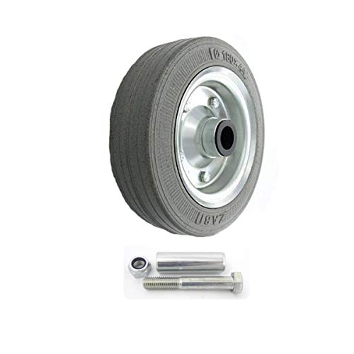 ZAB-S Rad (Code: 51NS) mit Vollgummireifen Ø160-Ø180 Rad mit Montageset Industrierad Gummiräder (51NS/Ø180/BR20/grau) Cover