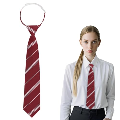 Rzmtaol Striped Ties for Men Pre-tied Classic Mens Tie Formal Clip on Mens Neckties for Business Wedding Graduation Party (Red White)