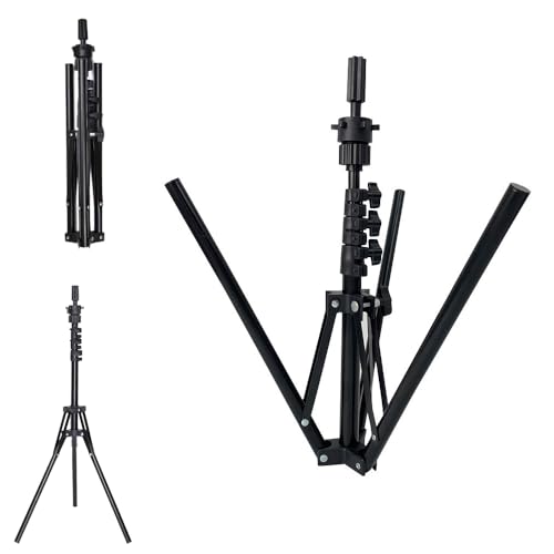 FANGCUU ウィッグスタンド マネキンヘッド ウィッグ マネキン 1.6m 三脚 スタンド 折りたたみ式 美容師 練習用 ヘッド 固定台 高さ調節可能 360度回転 軽量 持ち運び便利 美容学校 サロン トレーニング用