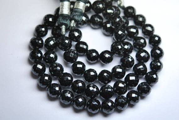 LKBEADS 1300 pieces,BLACK SPINEL Finest Micro Faceted Round Rondells,8-9mm