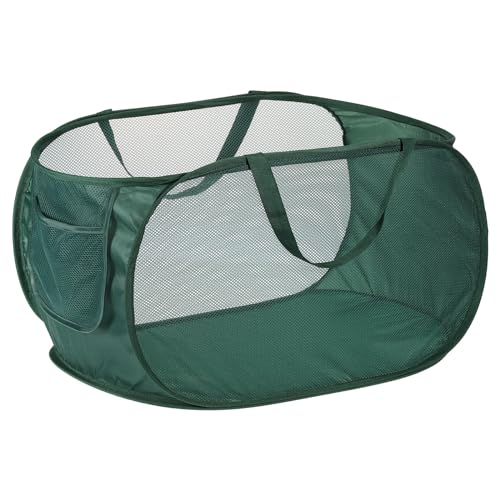 PATIKIL Laundry Hamper, Collapsible Laundry Baskets Dirty Clothes Laundry Bag with Handles for Laundry Room Travel, Dark Green