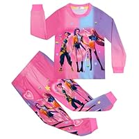 Set di Pantaloni a Maniche Lunghe da Ragazza, Pigiama per Bambini con Stampa K-Pop Demon,Style 4,140cm