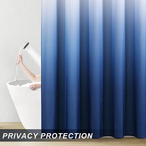 Aersas Blue Ombre Modern Navy Blue Shower Curtain Set Fabric Shower Curtains For Bathroom Decor Washable Linen Textured Masculine Bath Curtains Hotel Dark Indigo, 72X72 Inch #TOP5