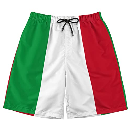 Italian Flag Print Men's Summer Swimming Short Casual Board Shorts Swimwear Swim Trunks White #TOP4