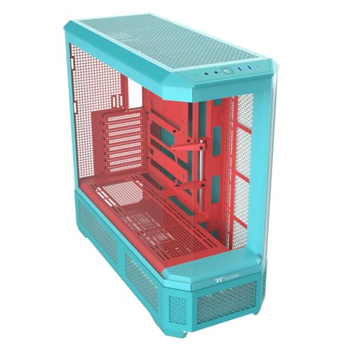 Image of Thermaltake View 600 TG; Full Tower; 420mm Radiator Support; 480mm GPU Clearance; Hidden Connector Support; Rotatable PCIe Slots; 220mm PSU Clearance; Mint Strawberry; CA-11H-00FLWN-00