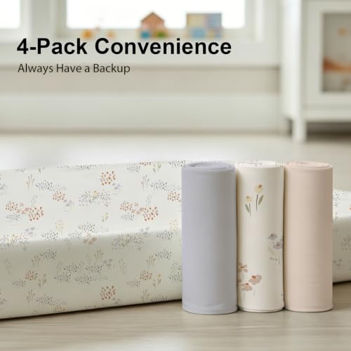 Image of Plushii 4PK Mini Crib Sheets,Fitted for Pack and Play Mattress, 38 inchx 26 inch