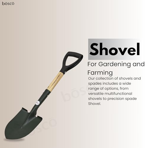 Image of BOSCO Small Multi-Purpose Shovel for Outdoor, Gardening, Engineering, Camping&Construction Rust-Resistant Steel Blade Compact&Durable Tool for Digging,Lifting,Moving Heavy Duty Shovel with D Handle
