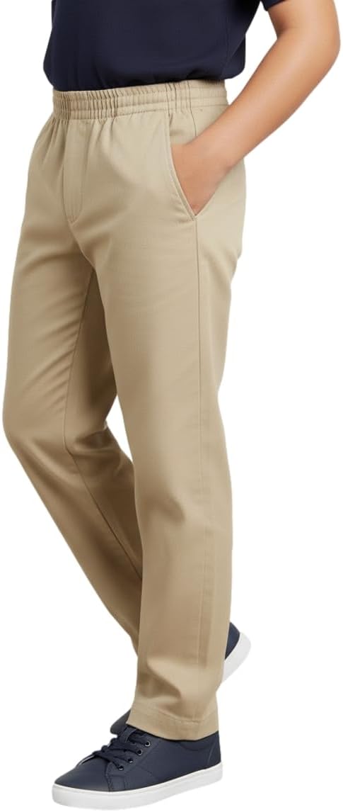 unik Boys Uniform Pull-On Pants, Elastic Waist Trousers, Kids Comfort Twill Pants, Check Size Chart for Best Fit - Image 3