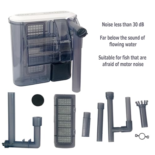 Image of Jainsons Pet Products Ultra-Quiet Aquarium HOB Filter with Oil Skimmer - 400L /H, 4W Power, Compact Hang-On Design for Freshwater & Saltwater Fish Tanks (VS-SP05S)