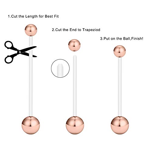 Hoeudjo 14G 1 1/2 Inch CZ Sports Pregnancy Maternity Flexible Bioplast Long Belly Button Rings Navel Retainer Body Piercing Set of 3 Rose Gold by Hoeudjo - Used condition - Image 6