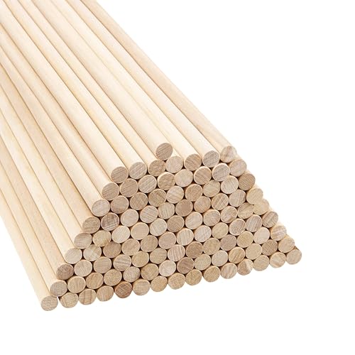 Belle Vous 100 Stück Holzstäbe Rund Natur Rundstab Holz – 18cm Stange Holz Holzdübel Set – Naturholz 9,5mm Holzstäbchen Rund Extra Lang Holzstäbe zum Basteln für DIY-Projekte, Deko Rundstäbe Holz