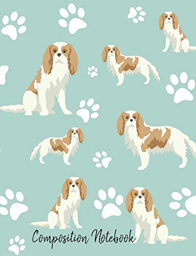 Composition Notebook: Cavalier King Charles Spaniel Paw Prints Cute School Notebook 100 Pages Wide Ruled Paper (Dog Breed Composition Books)