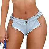 jUlenO Damen Jeans Shorts Sexy Hotpants Frauen Sommer Mini Low Waist Jeans Shorts für Beach Party Nachtclub Clubwear (S)