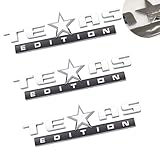 Generic Texas Edition Emblem Door Side Tailgate 3D Badge for Silverado Sierra Universal Decal Sticker Car Truck(Silver Black)