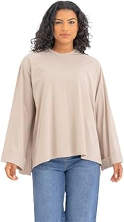 دريس كود بلوزة كبيرة الحجم باكمام طويلة بلون بيج