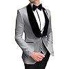 Herenpak Casual Rugular Slim Fit 3 stuks Prom Tuxedos Shawl Rapel Huwelijksmensen (Blazer+Vest+broek) (Kleur : Zilver grijs, Maat : 46)