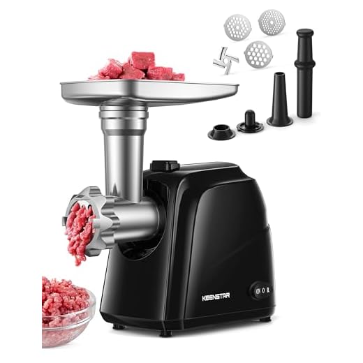 Electric Meat Grinder, Sausage Stuffer Maker Food Grinder with Blade & 3 Plates, Sausage Stuffer Tubes & Kubbe Kit, Heavy Duty Meat Mincer Machine for Home Kitchen Use