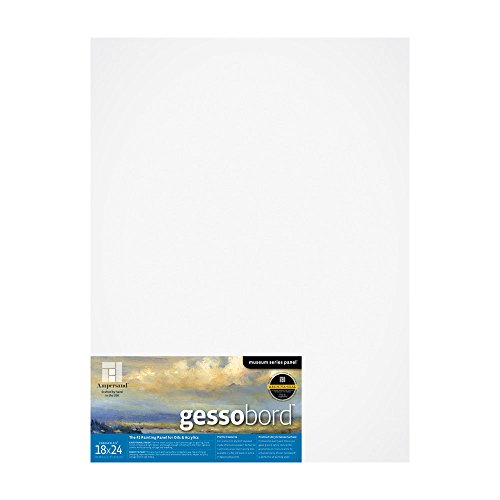 Ampersand Art Supply Gesso Wood Painting Panel: Museum Series Gessobord, 18" X 24", 3/4" Cradled Profile #TOP27